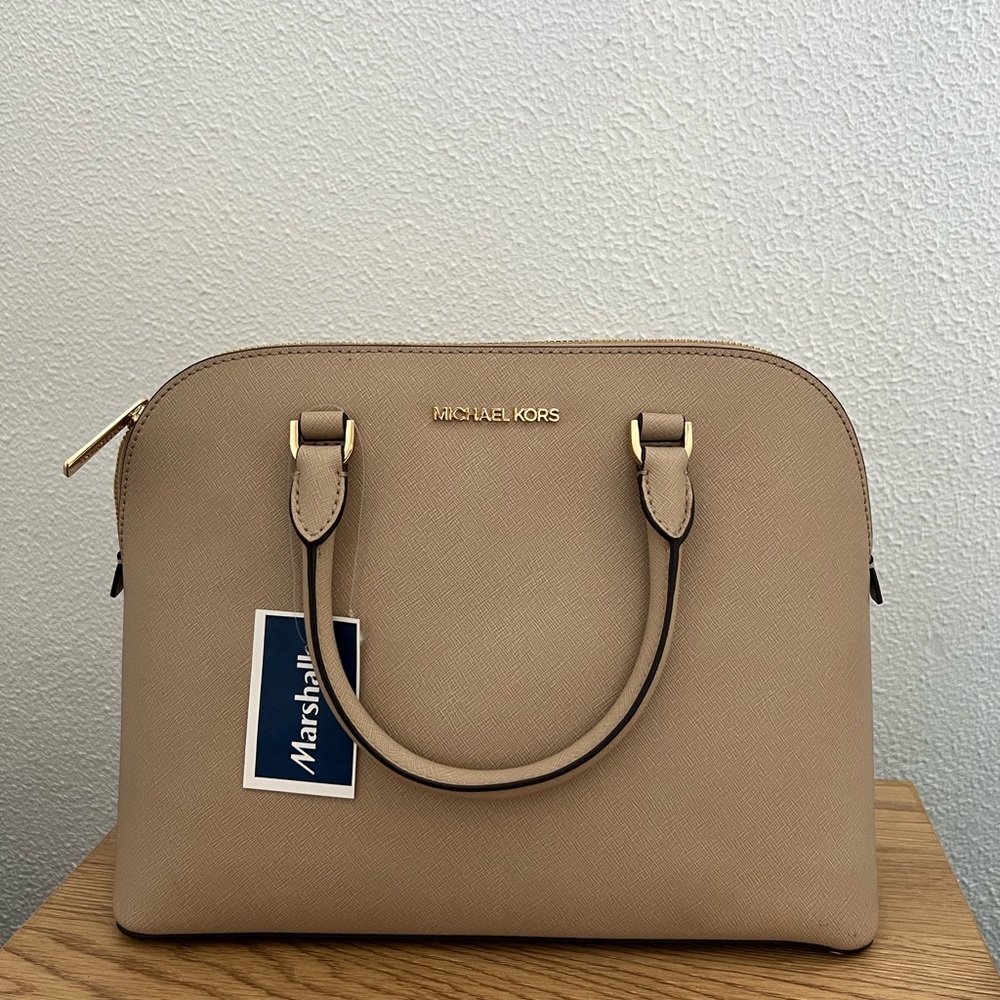 Michael Kors Tan Satchel with Gold-Tone Hardware
